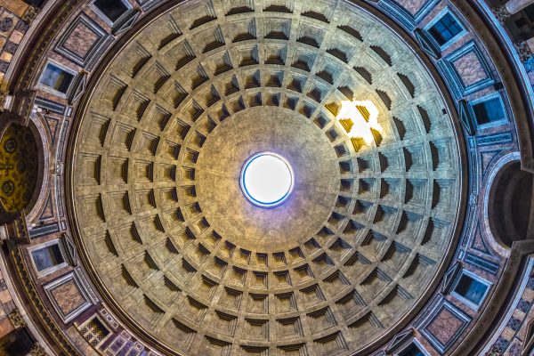 Inside view of the Pantheon's Cupola, Rome, Italy.
